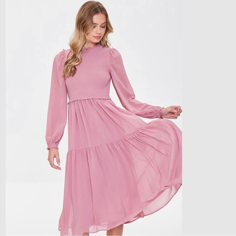 Smoked Chiffon Midi Dress